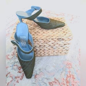 Salvatore Ferragamo 7.5 calf-hair slip-on heels